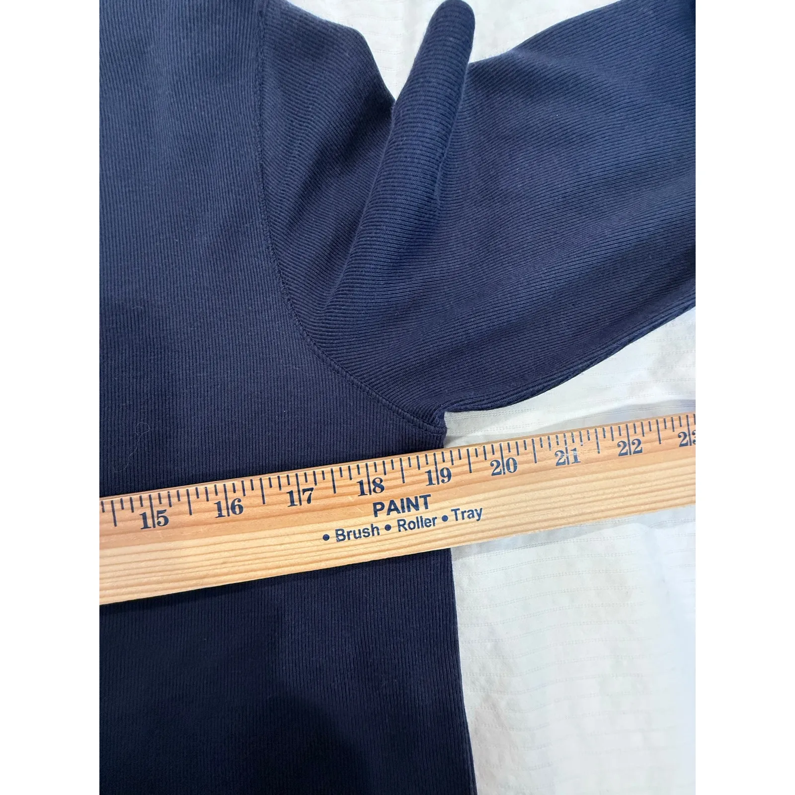 Lauren Ralph Lauren Midi Dress Women Medium Navy Cotton Ribbed Knit Button Front Blue - Image 6