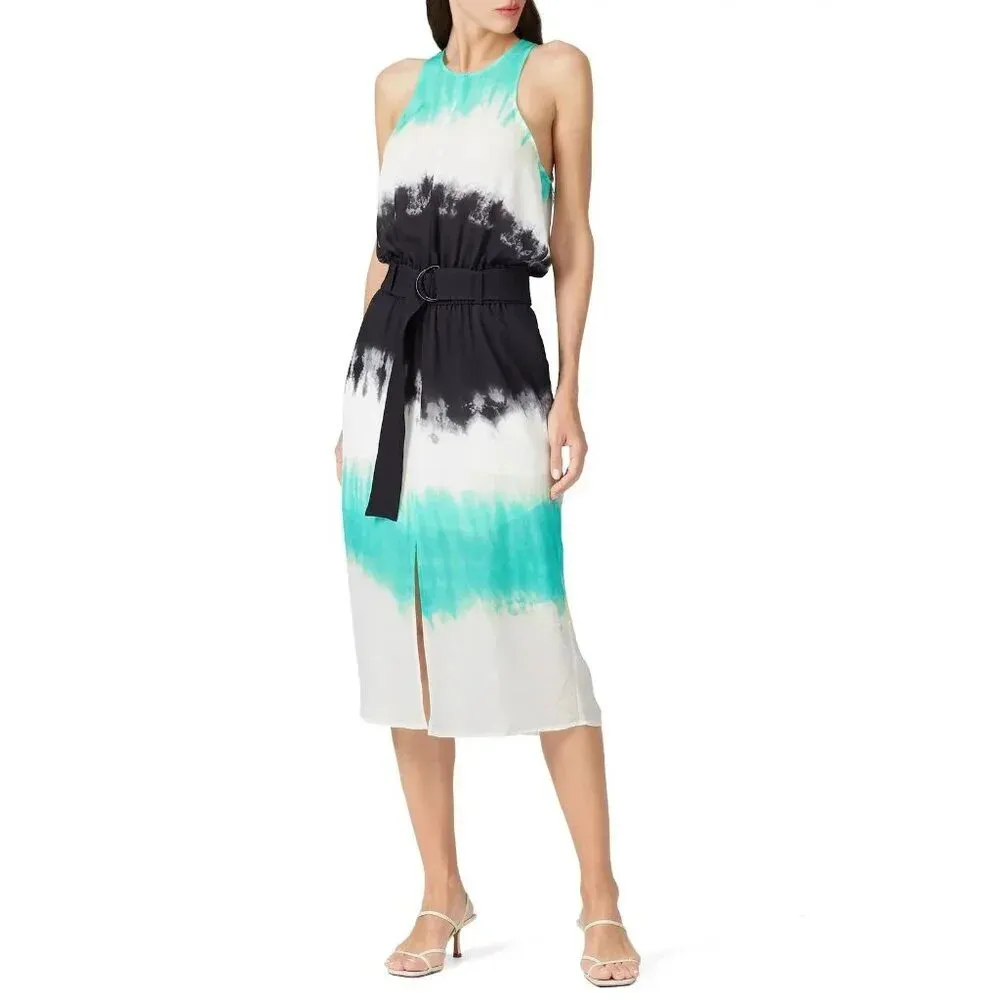 A.L.C. Tallulah Dress in Multicolor 8 Womens Tie Dye Satin Midi - Image 4