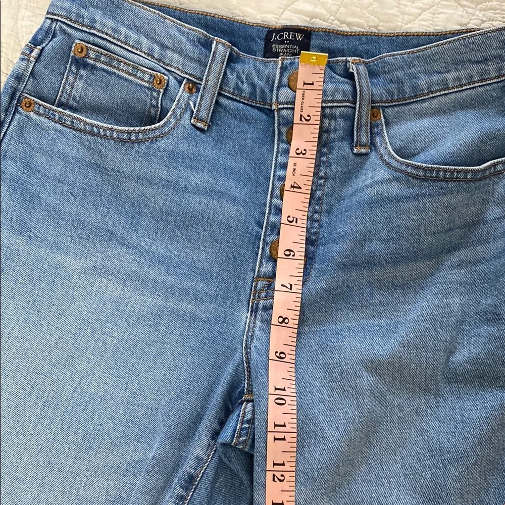 J. Crew Factory Essential straight button fly jeans frayed hem dark wash size 27 Blue - Image 10