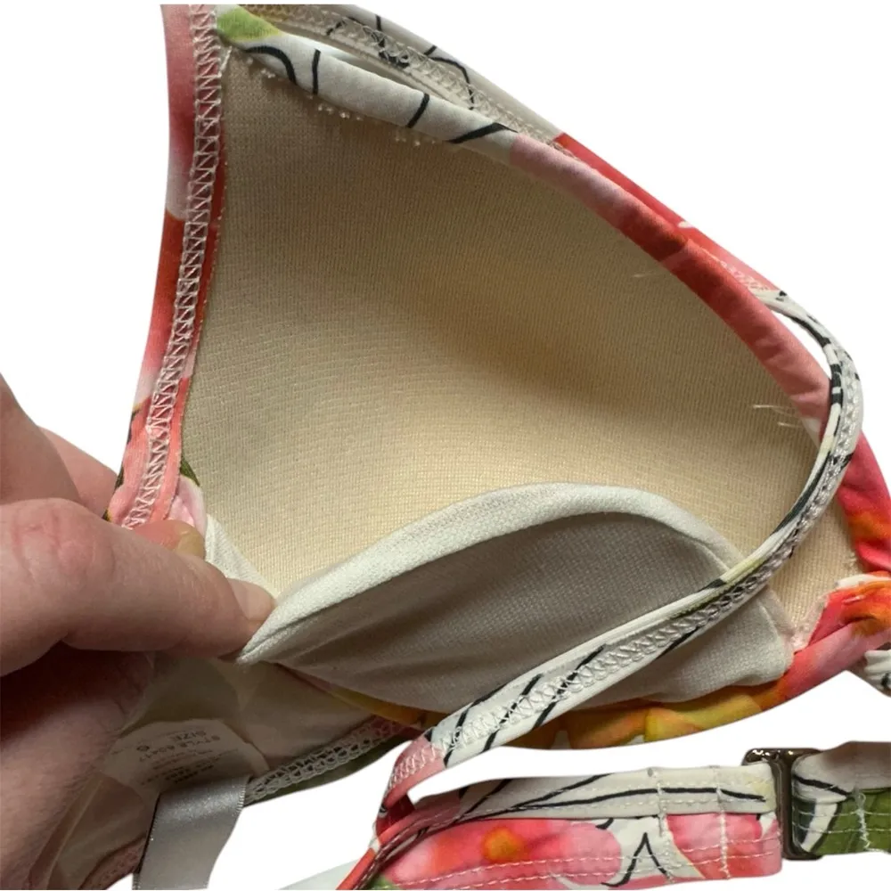 Vintage 90s White Tropical Floral Flower Hawaiian White Bikini Top 6 small - Image 5