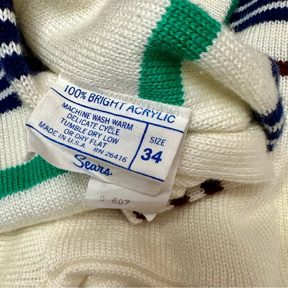 Vintage 1960 1970 Sears Acrylic Sweater Tunic Mini Dress Boat Neck Flair Sleeve Green Size 34 - Image 9