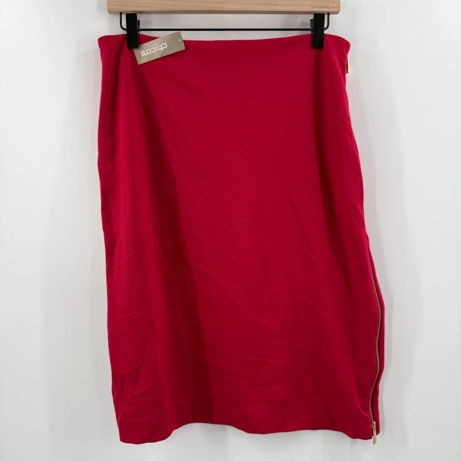 Chico’s Skirt SZ 0.5/Small NWT Ponte Pencil Renaissance Red Gold Zipper Stretch - Image 16