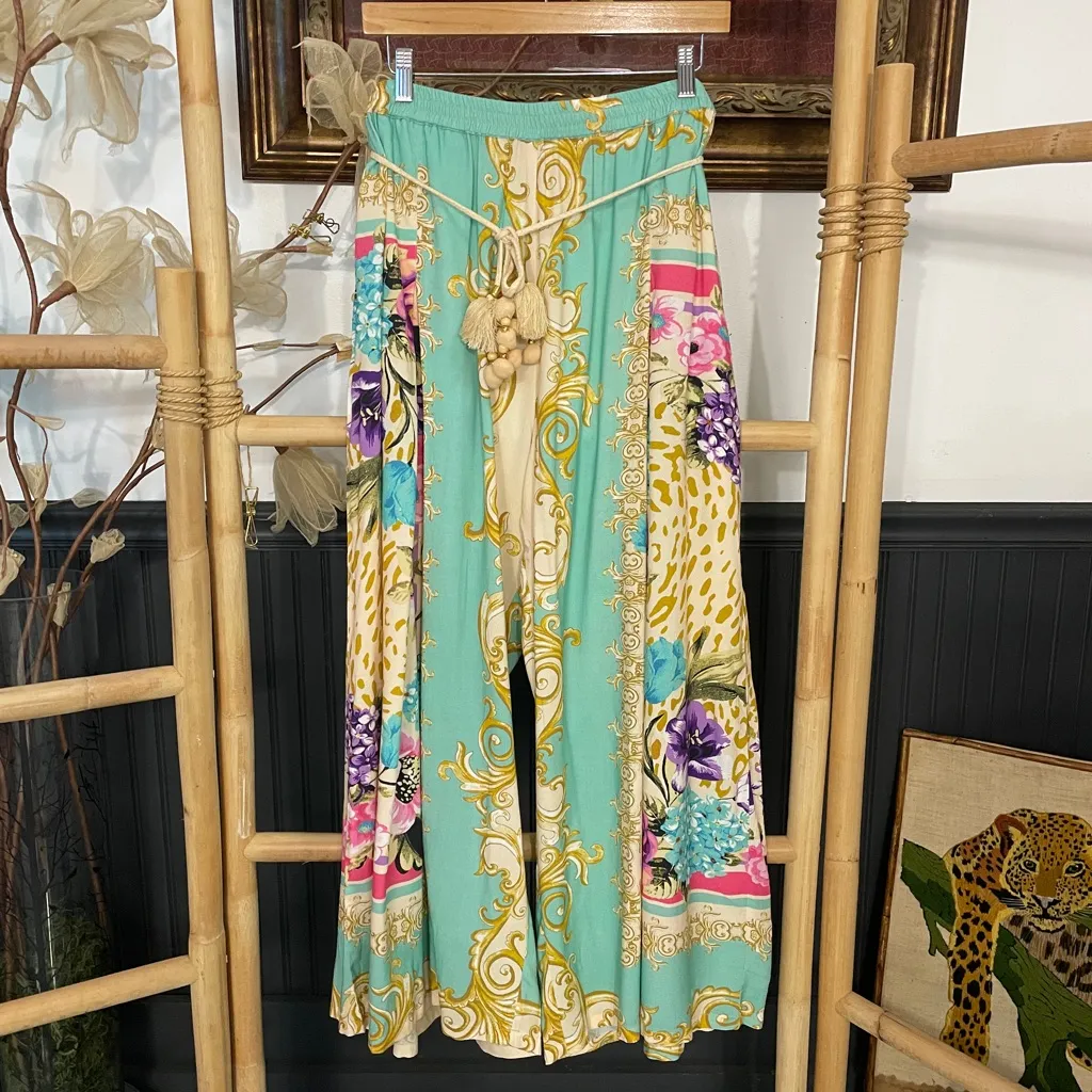 Aratta Artisan Leopard Summer Print Light Flowy Tassel Pull On Pants - Image 3