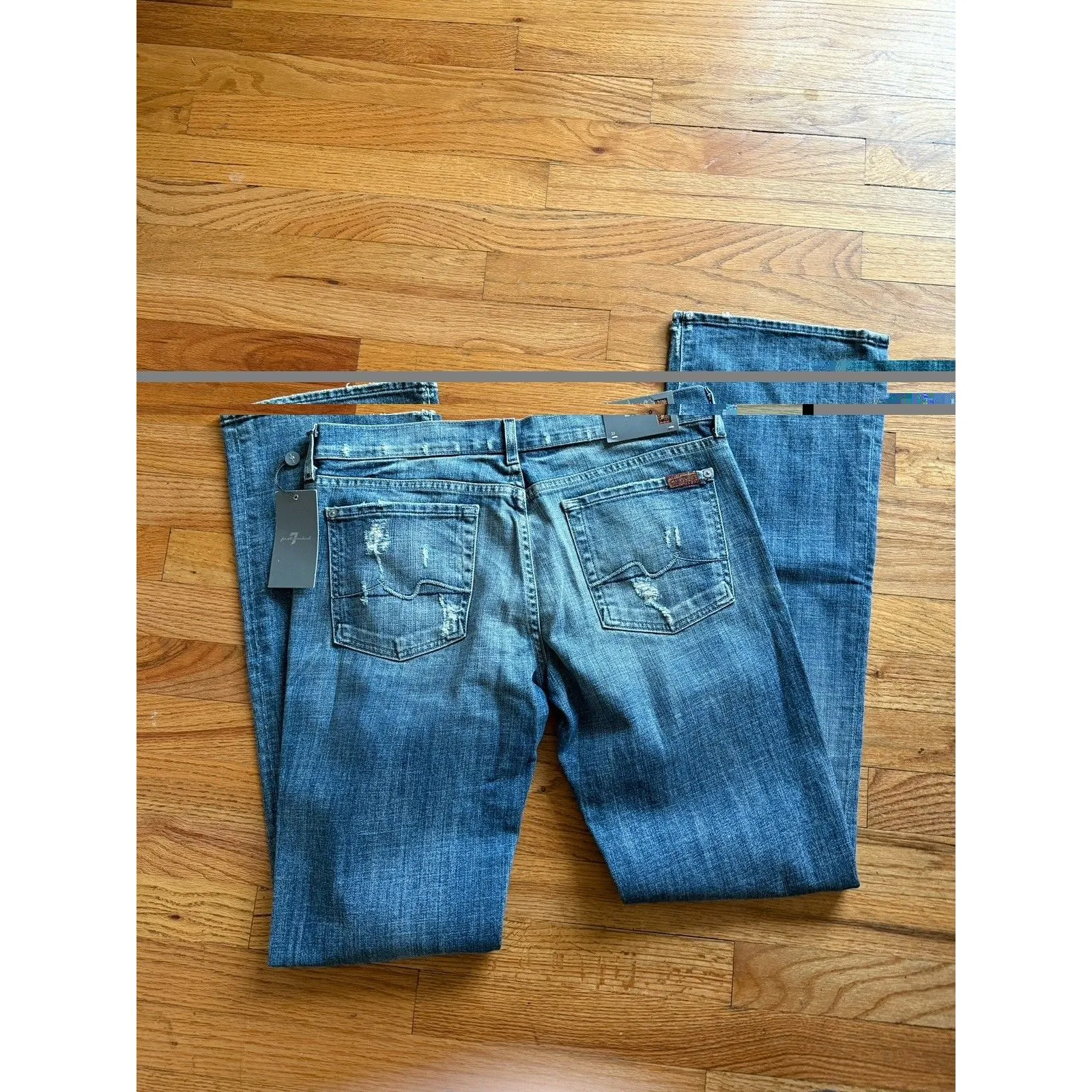 7 Seven For All Mankind Jeans Women 32 Bootcut Blue Western USA Made Y2K NEW - Image 3