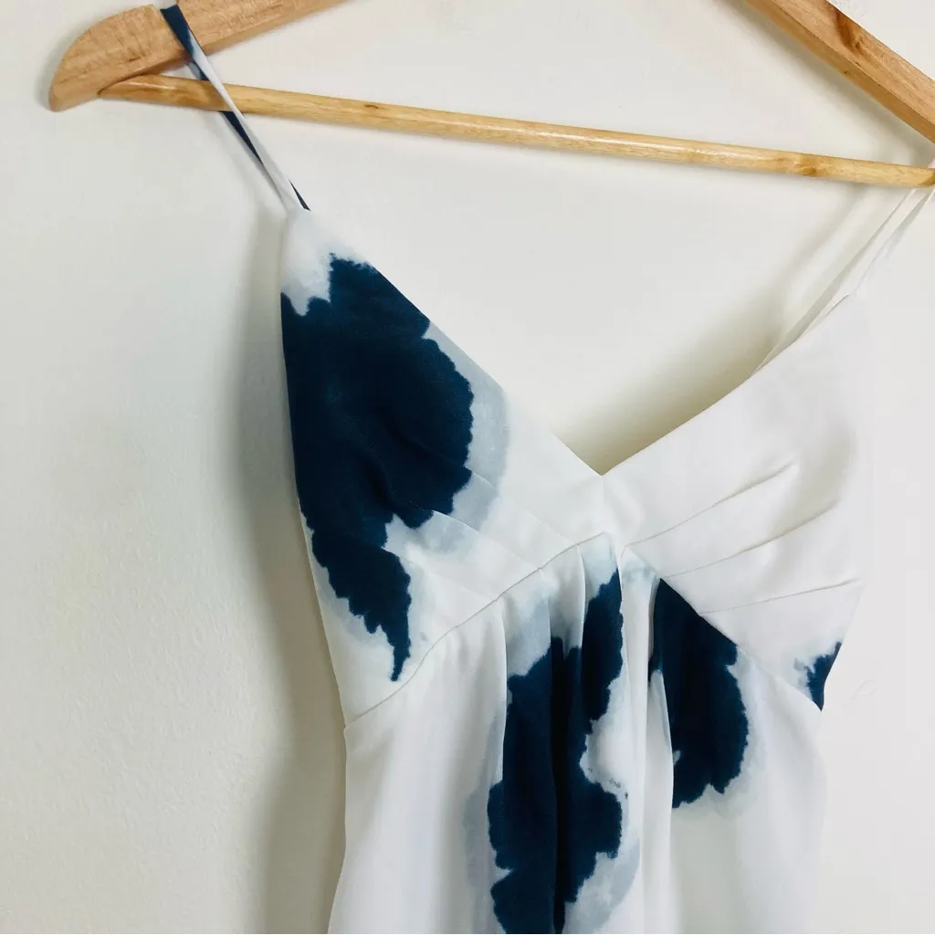 Wilfred Aritzia Cosmo white halter style dress in blue floral abstract print. 0 - Image 4