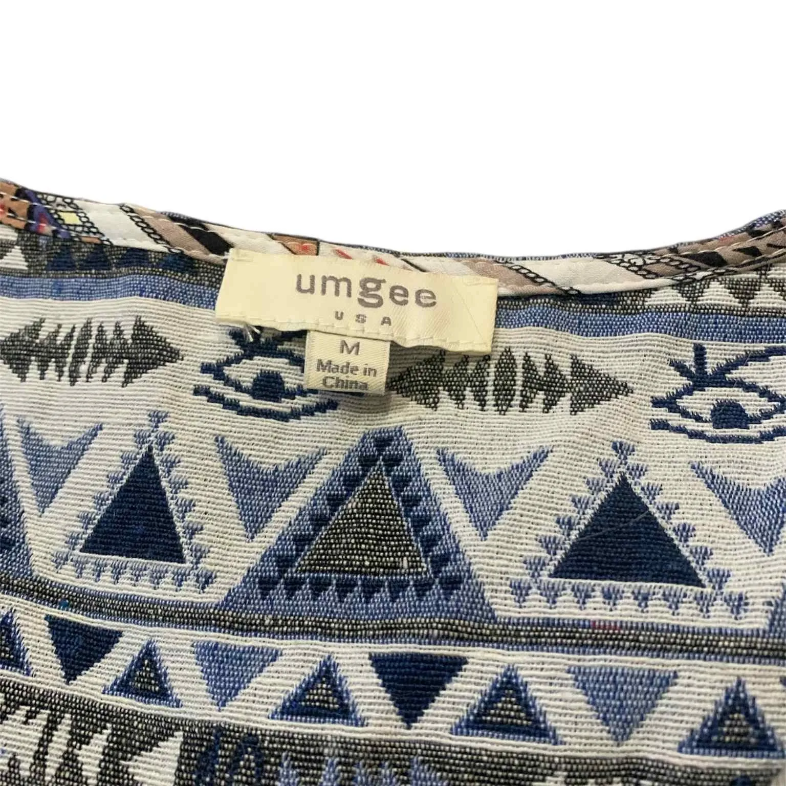 ​UMGEE USA M Boho Tassel Tunic Sleeveless Babydoll Tribal Geometric Print Top - Image 7