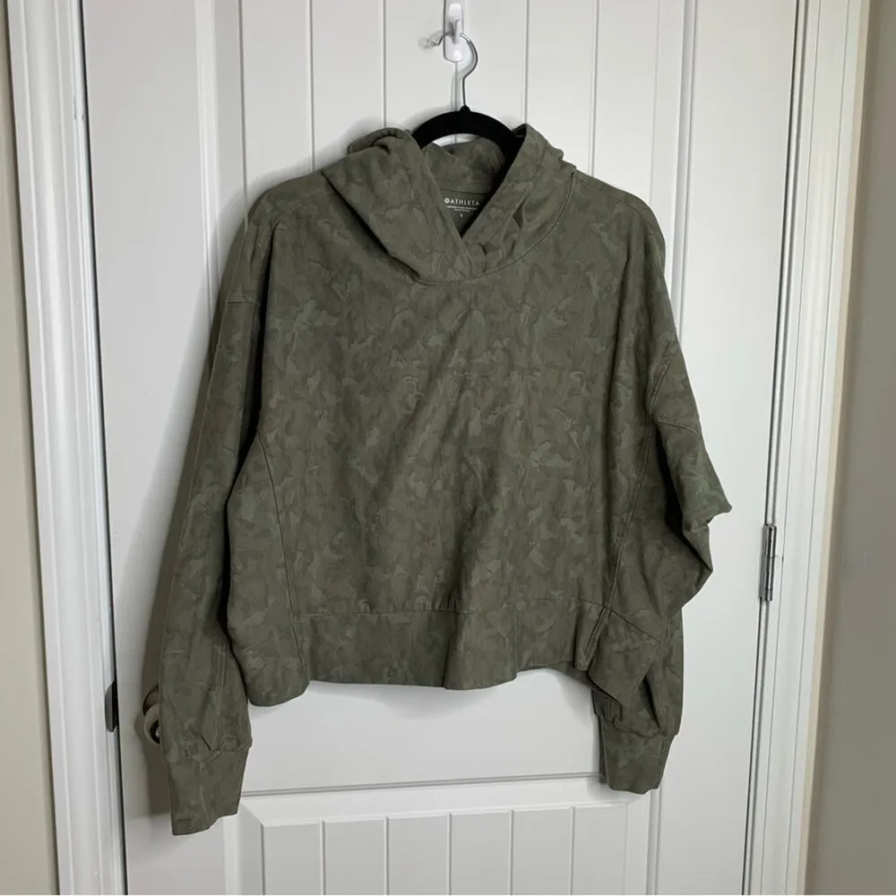 Athleta green camo Farallon‎ sweatshirt hoodie size large athleisure loungewear - Image 2