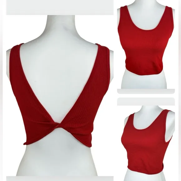 Out From Under Urban Outfitters Twist Back Red Orange Cropped Top XL/XXL - Image 2