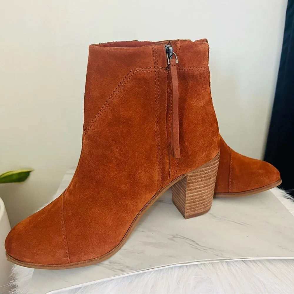 TOMS Lunata Western Boho Tassel Suede Bootie Stacked Block Heel, Brown Size‎ 8.5 - Image 13