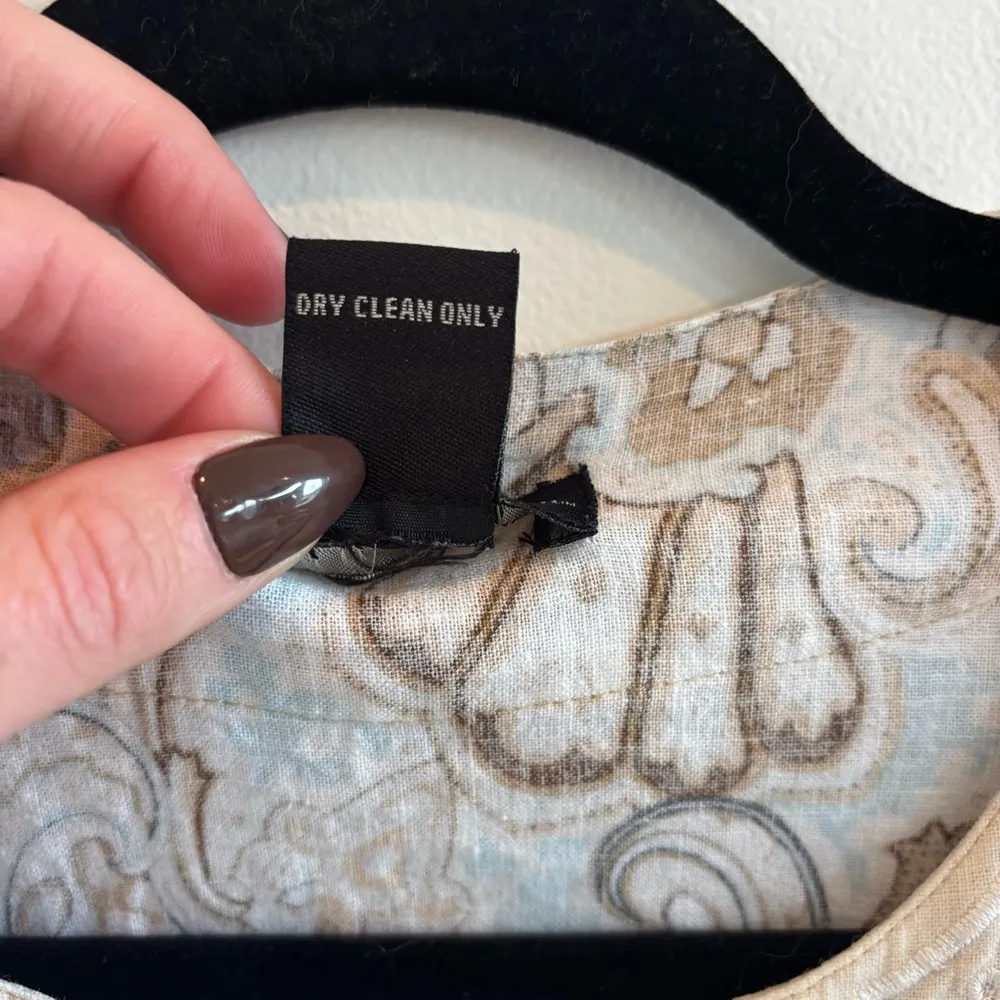 Valeri Bertinelli Linen Blend Neutral Paisley Women's Sleeveless Top Size M - Image 5