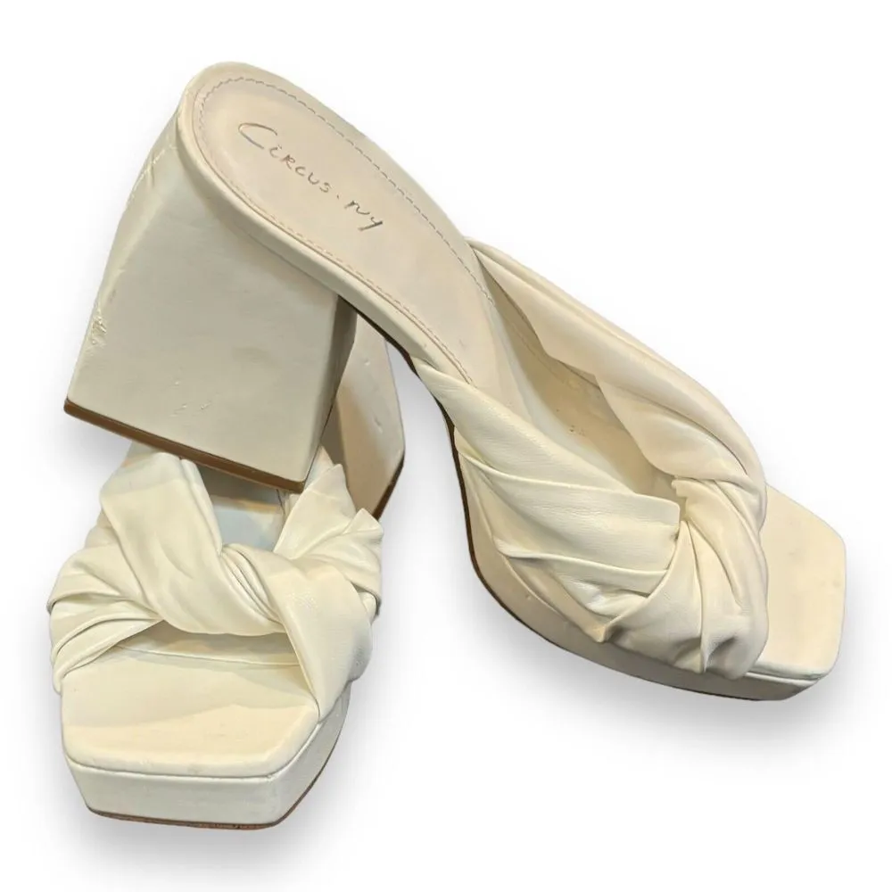 Circus NY Marianna Block Heel White Vegan Leather Sandals Size 6.5 - Image 6