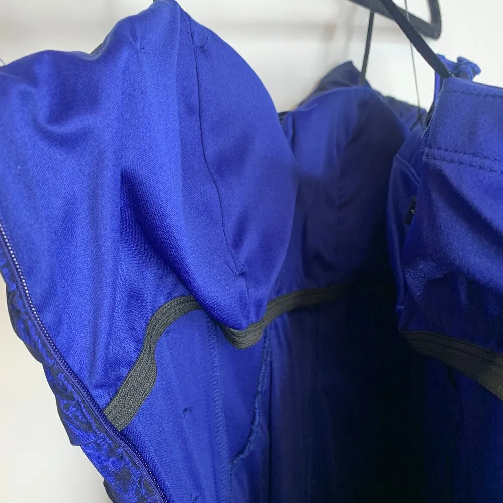 Vintage Bodycon Shimmer Ruffle Taffeta Blue Sz Small - Image 4