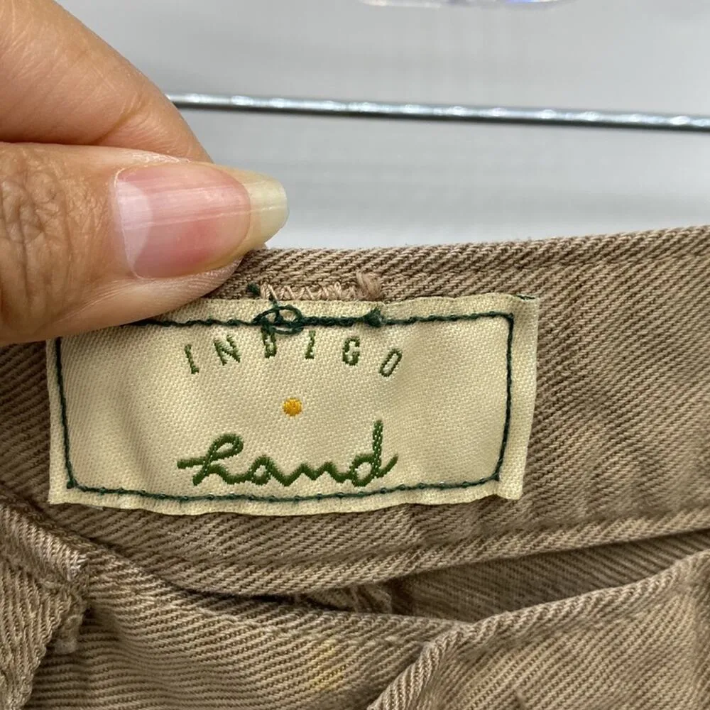 Indigo land relaxed high waisted wide leg soft pants made in USA sz 30 Tan - Image 4