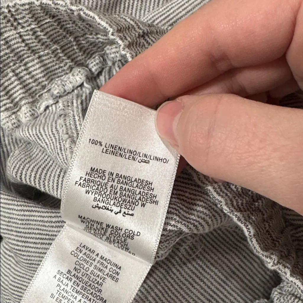 Ellen Tracy Hi-Rise Black White Cuffed Striped Linen Shorts Mini Lagenlook sz L - Image 9