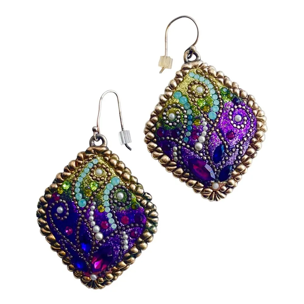 Daniel Swarovski Paris Couture EARRINGS Dangle Drop Multi Crystal Pearl DS 925 - Image 2