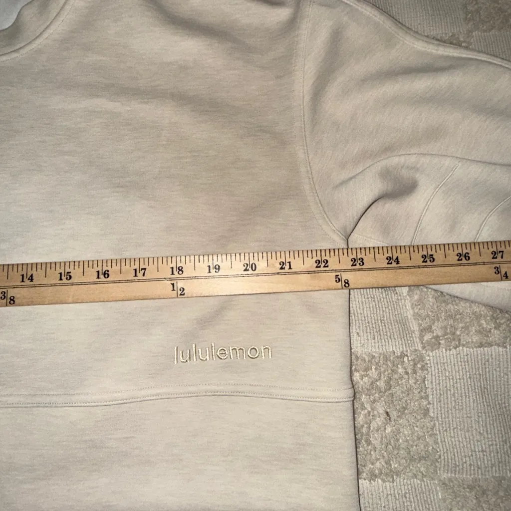 Lululemon Soft Ambitions Crop Crewneck in the color Heathered Beech Wood - Image 3