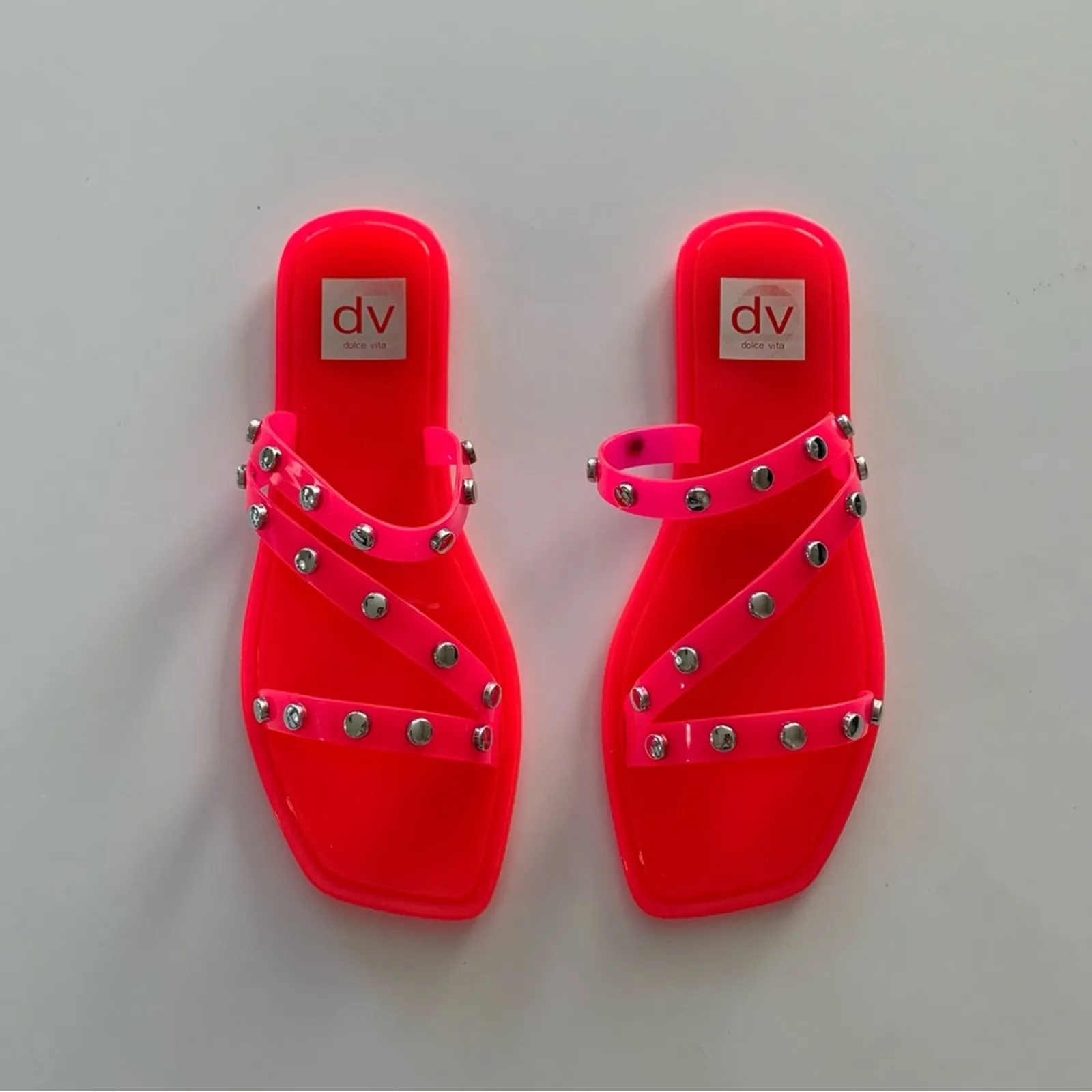 DV by Dolce Vita Hot Pink Shelly Studded Jelly Slip On Open Toe Sandals Size 6 - Image 2