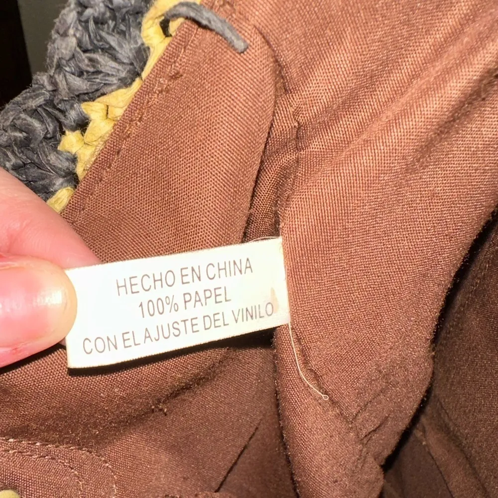 EUC No brand 100 % Paper Boho Bag 13.5” X 13.5” Yellow - Image 4