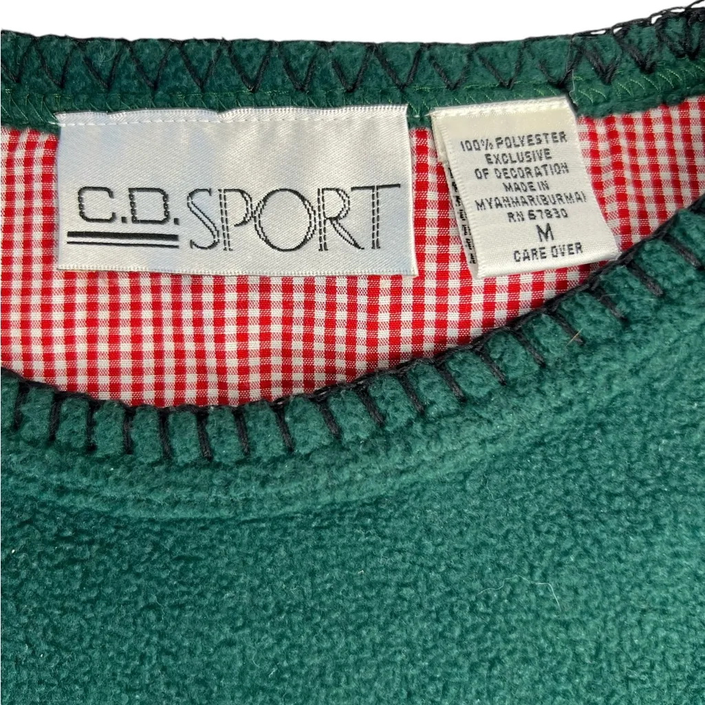 C.D. Sport M Green fleece pull over top with winter Patriotic Snowman Winter Size M - Image 6