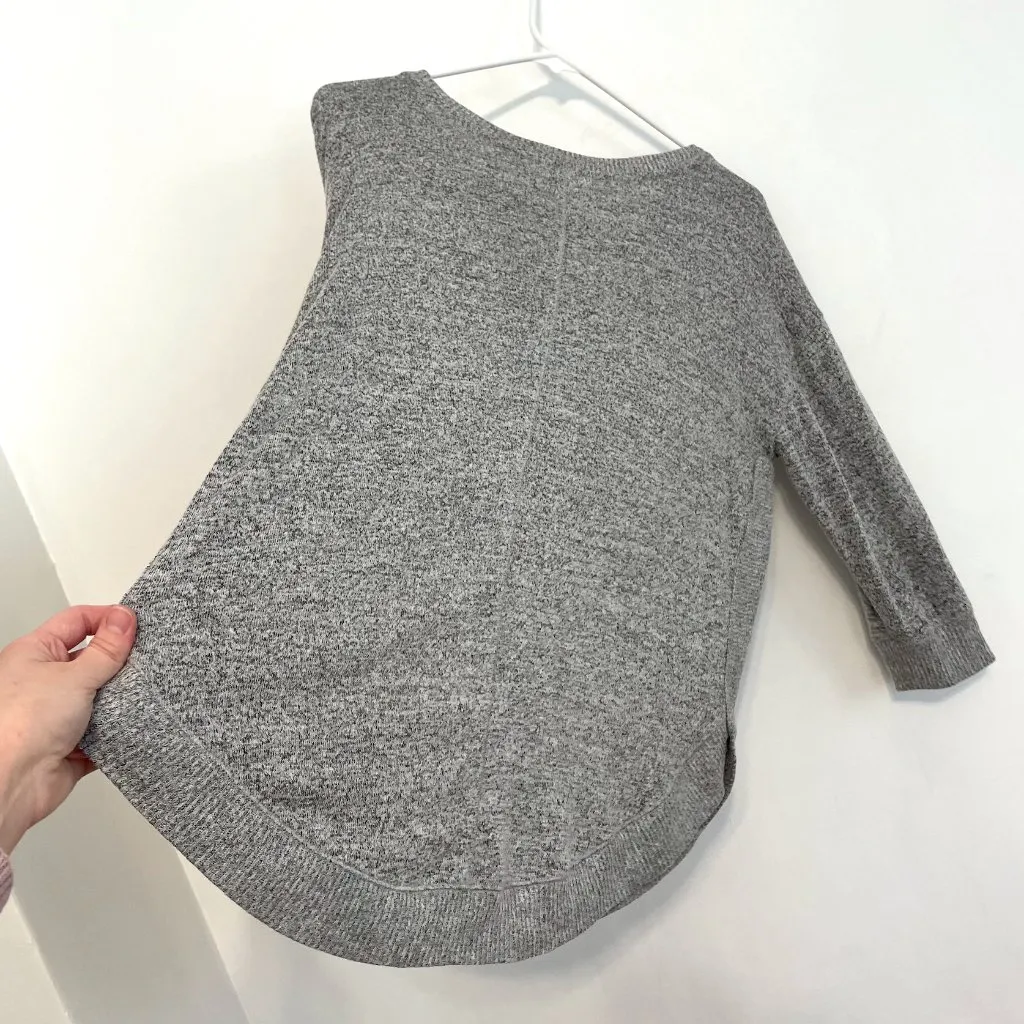 MAURICES Haven Button Shoulder Boat Neck Fleece Sweatshirt Gray Grey 3/4 Sweater - Image 16