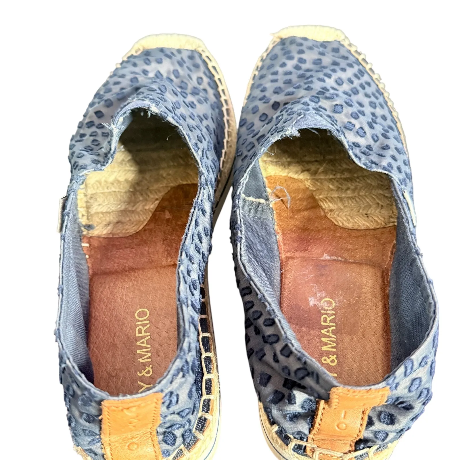 Joy & Mario Wide Width Espadrille Slip On Shoes Size 10W Blue Mesh Vacation BOHO - Image 11