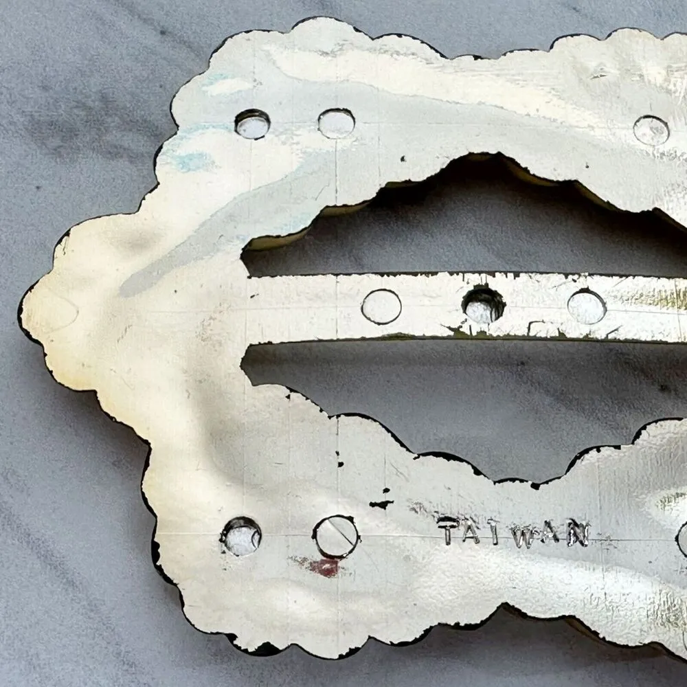 Vintage Metallic Gold Scarf Slide Shirt Tie Bar Belt Buckle - Image 6