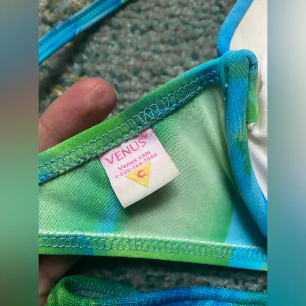 Vintage 80/90s Venus lagoon padded underwire mesh skirted bikini, size 12 C - Image 9