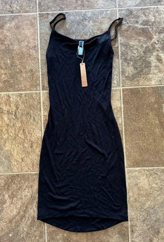 Skims Soft Lounge Mini Slip Dress Onyx Size XXS - Image 4