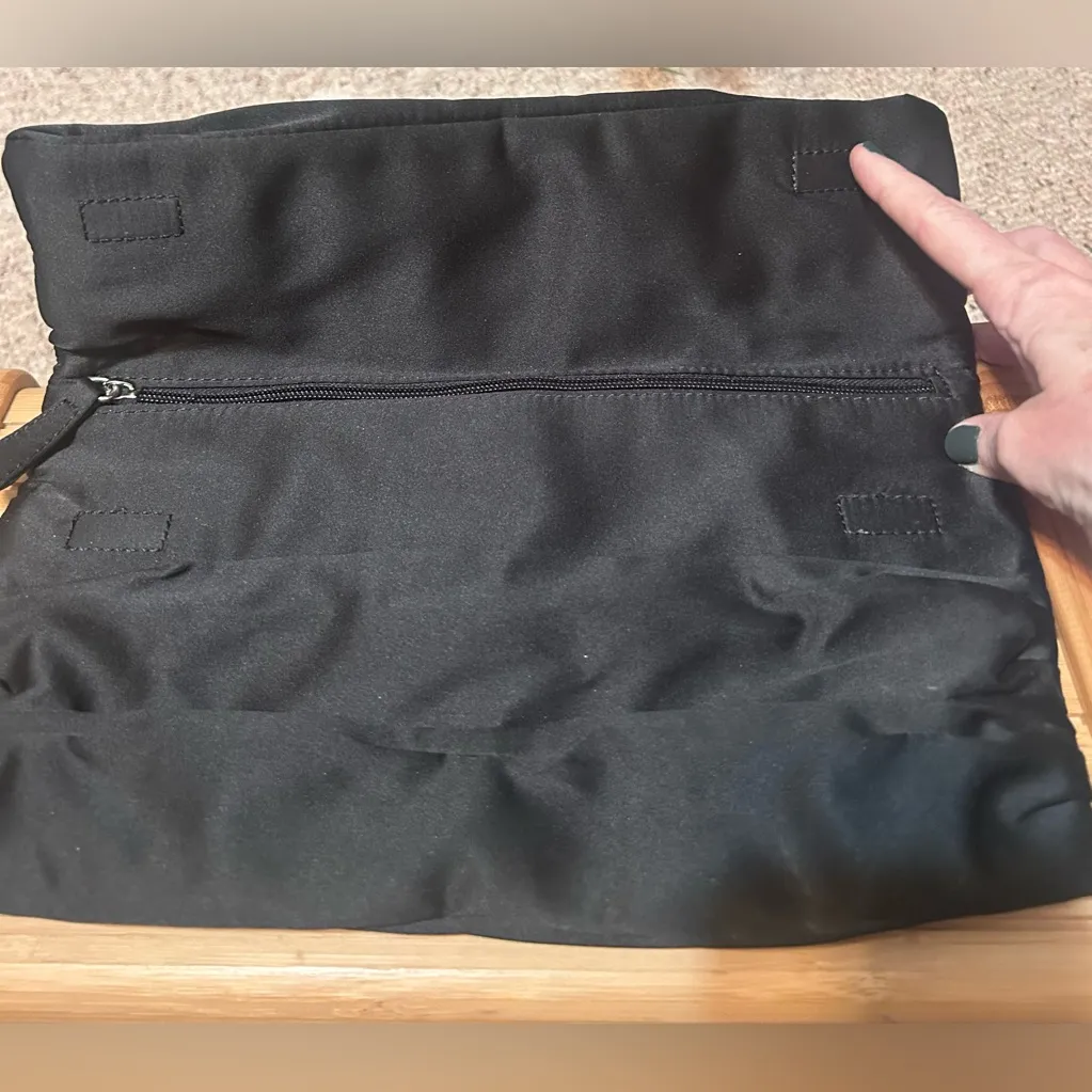 Express Black and Pink Satin Clutch - Image 2