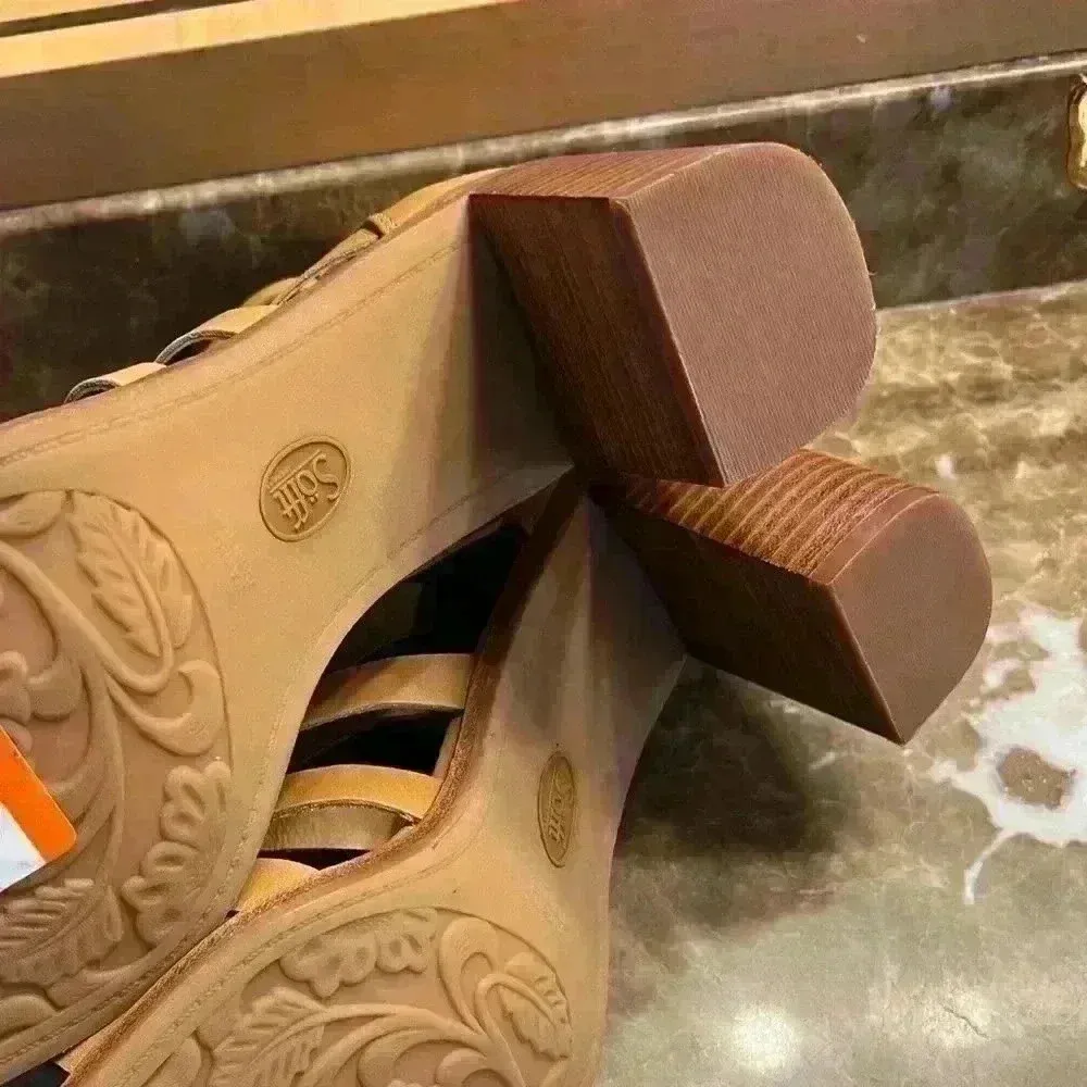 NEW Sofft Stratford Sandals Womens 11 Gladiator Brown Leather Block Heel Retail - Image 2