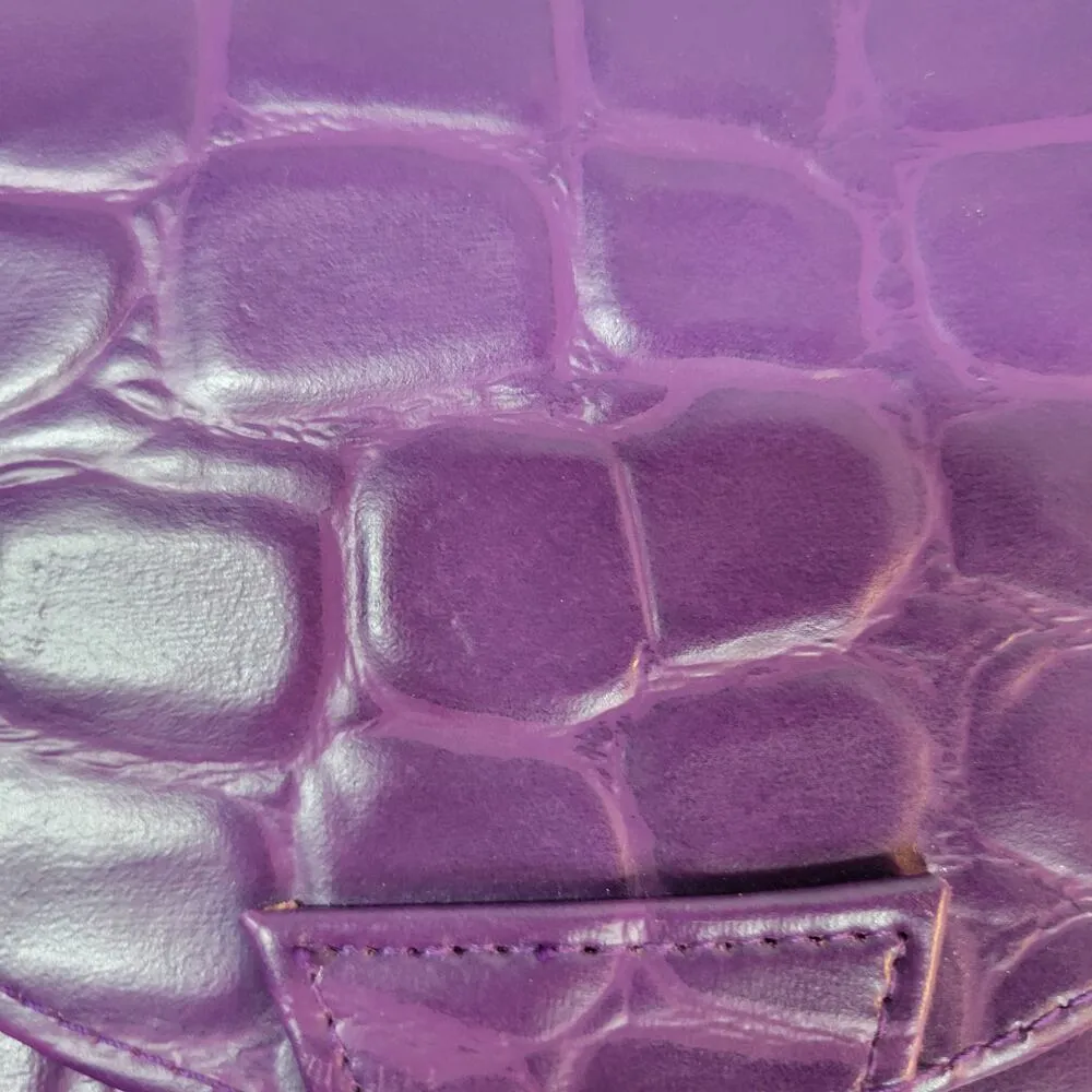 Vintage Dover Crossbody Bag Womens Purple Embossed Animal Print Mirror Purse - Image 10