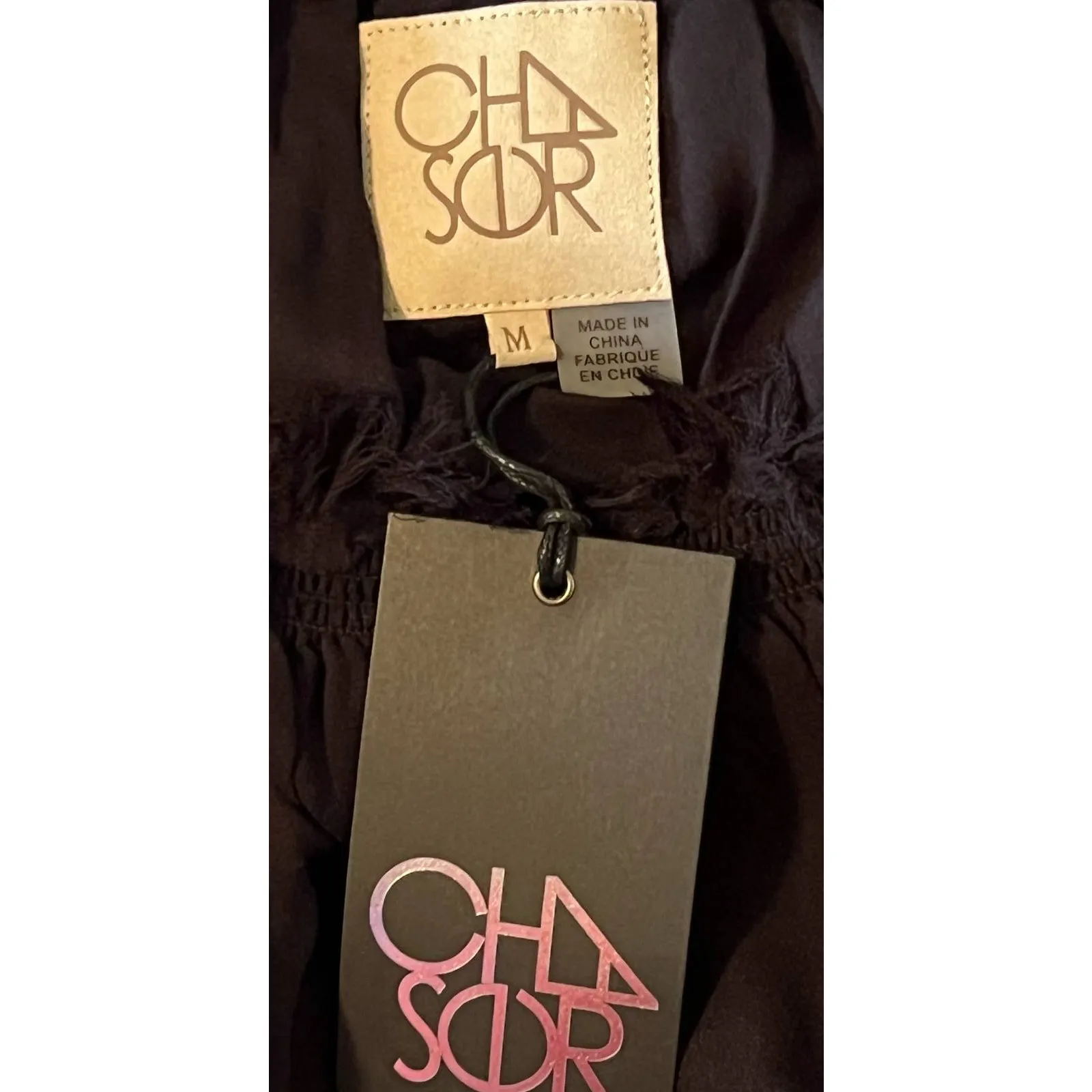 Chaser Women's‎ Black Fringe Cropped Top Off the Shoulder Size M NWT 18" Long - Image 3