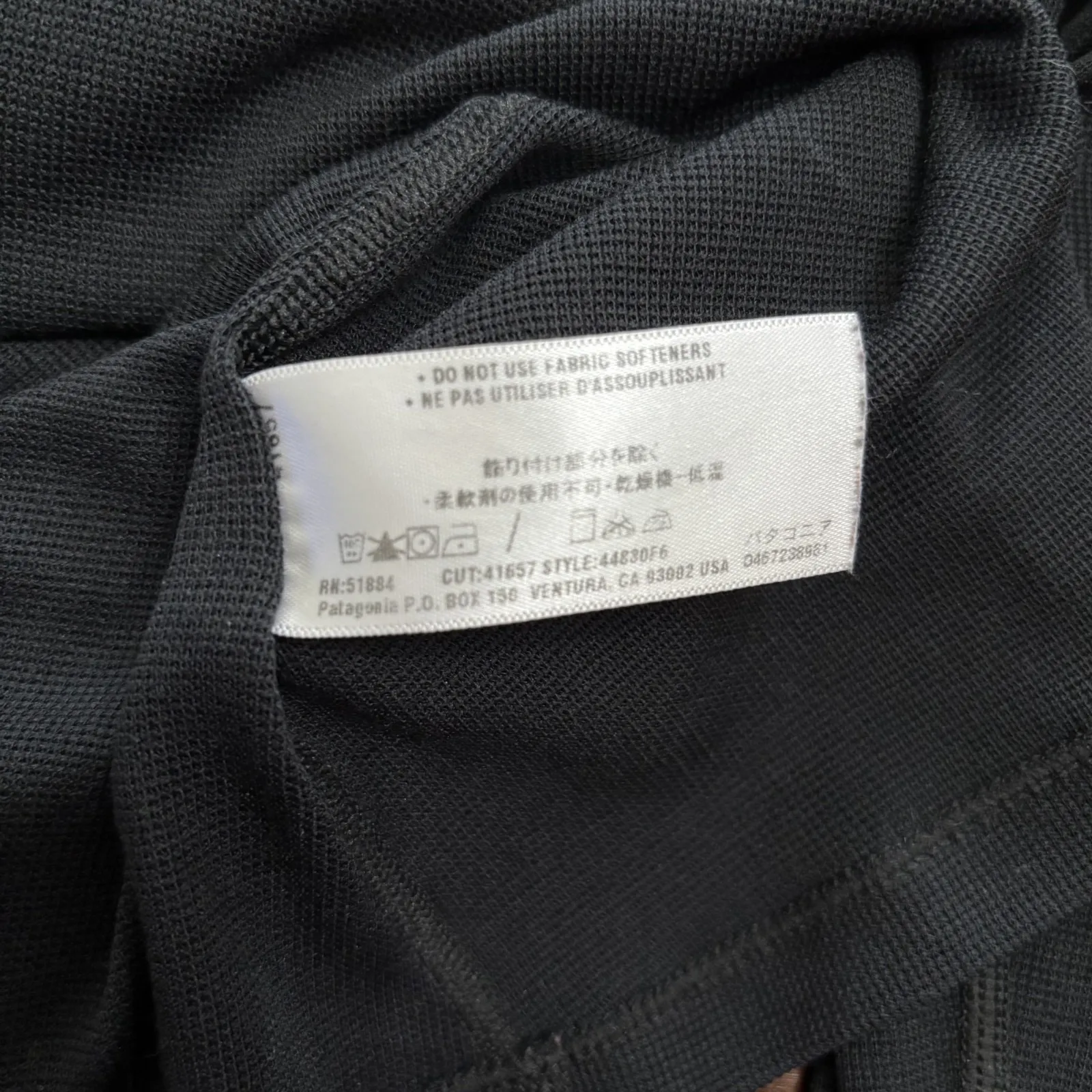 Patagonia Women Base Layer Shirt Large Black Long Sleeve Waffle Grid Lightweight - Image 13