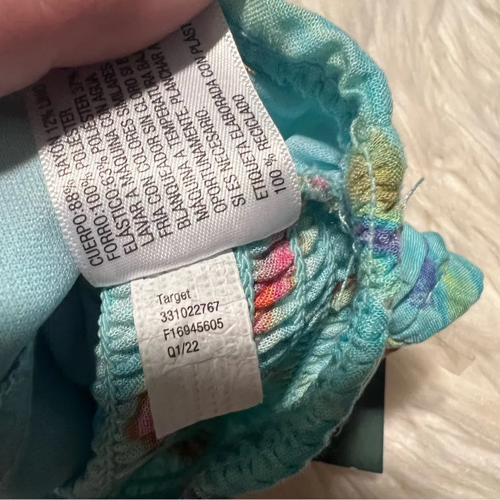 Wild Fable Swirl Marble Halter Crop Top Aqua Blue L - Image 11