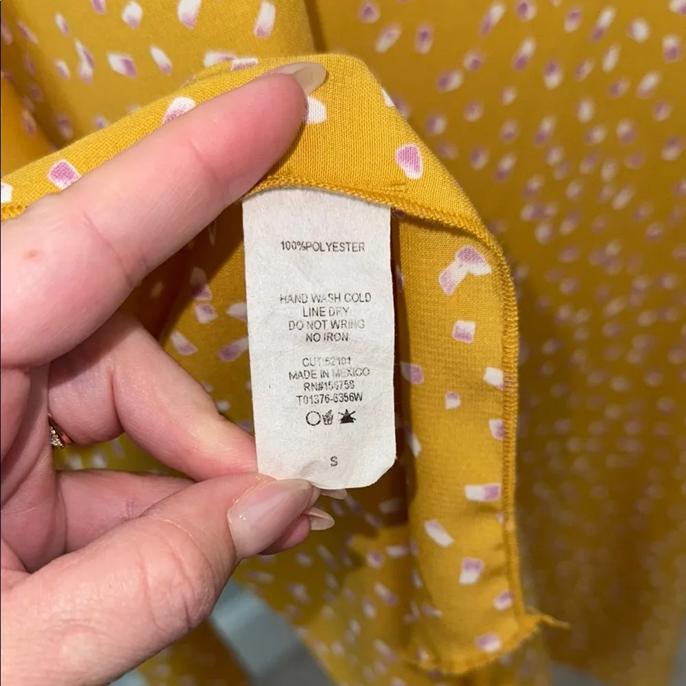 Honeyme Yellow Floral Kimono Short Sleeve Oversize Cardigan Women's Small - Image 3