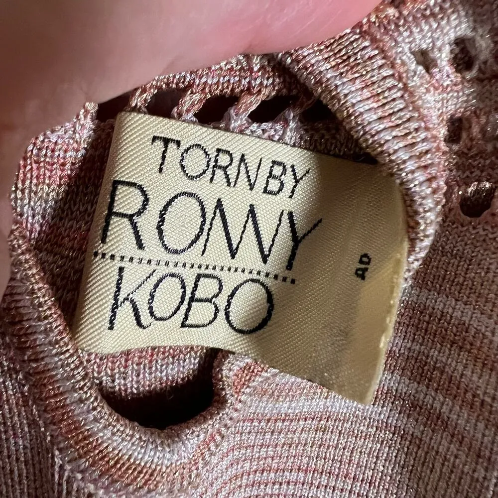 Torn by Ronny Kobo Mabel Space Dye Open Stitch Blush A-Line Mini Dress - Image 8