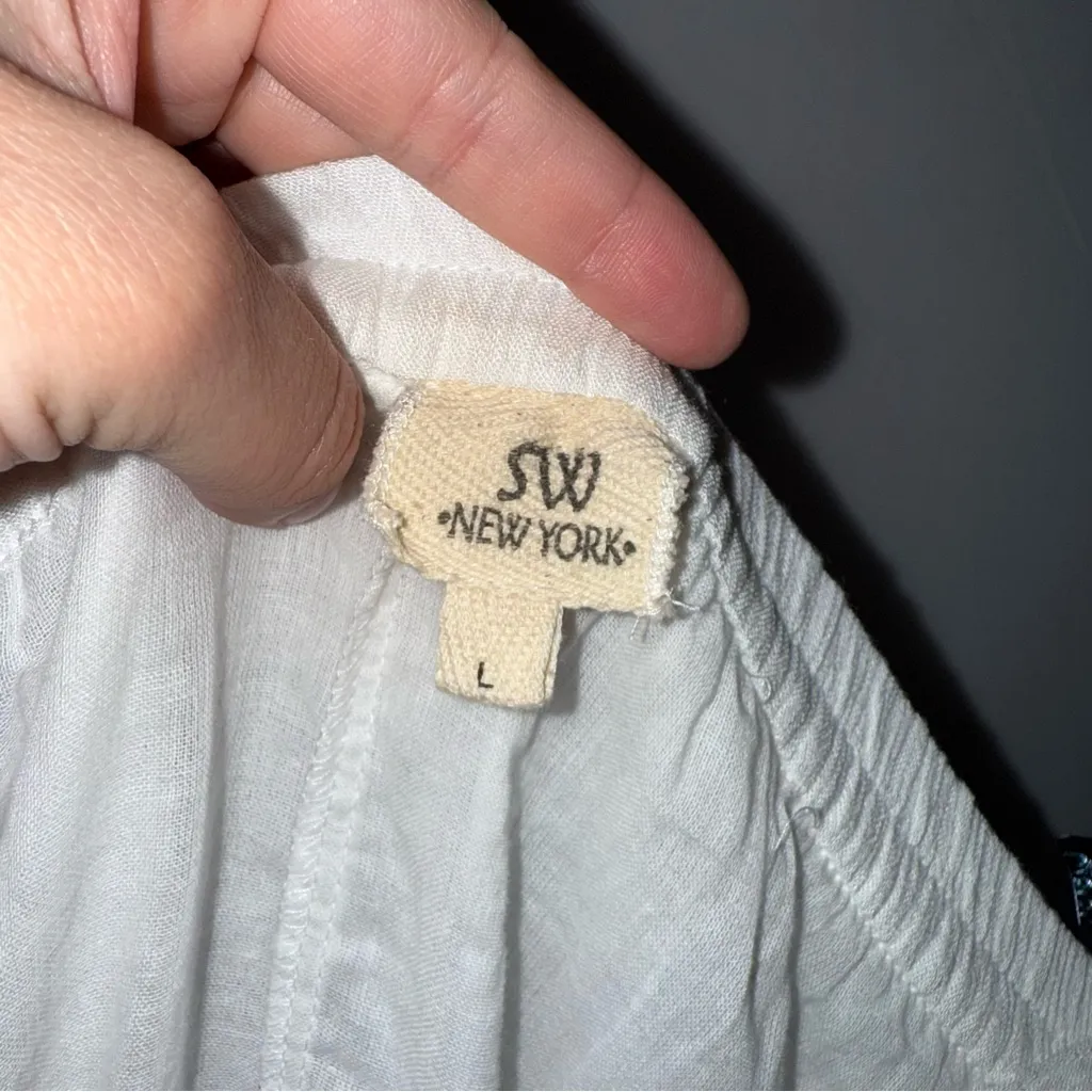 White Wrap Skirt with Ruffles‎ Flowy Rayon Cotton Fairy Coquette Girly Size L - Image 4