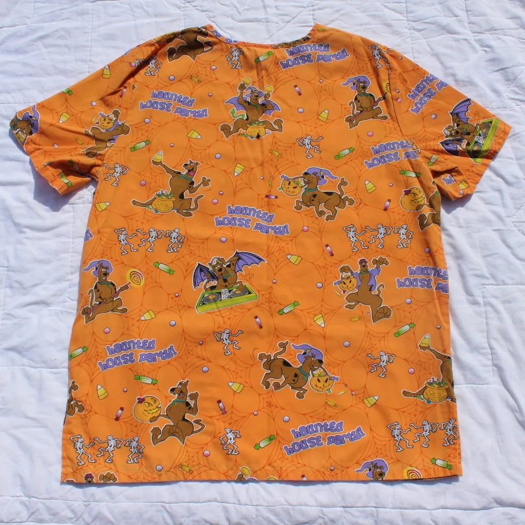 Scooby Doo Scrub Top Halloween Orange Small S - Image 4