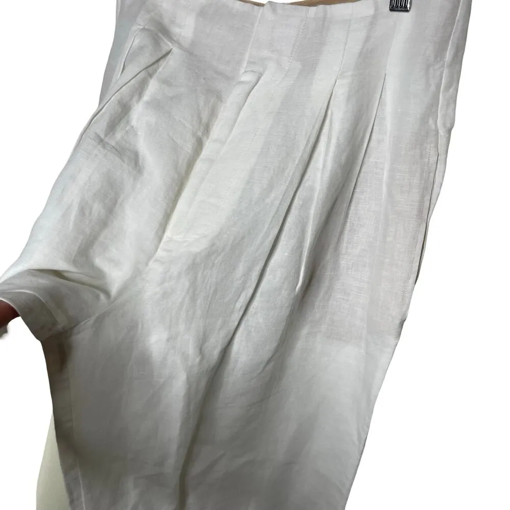 New Doen Louvre linen blend high waisted pants in white salt sz 6 - Image 7