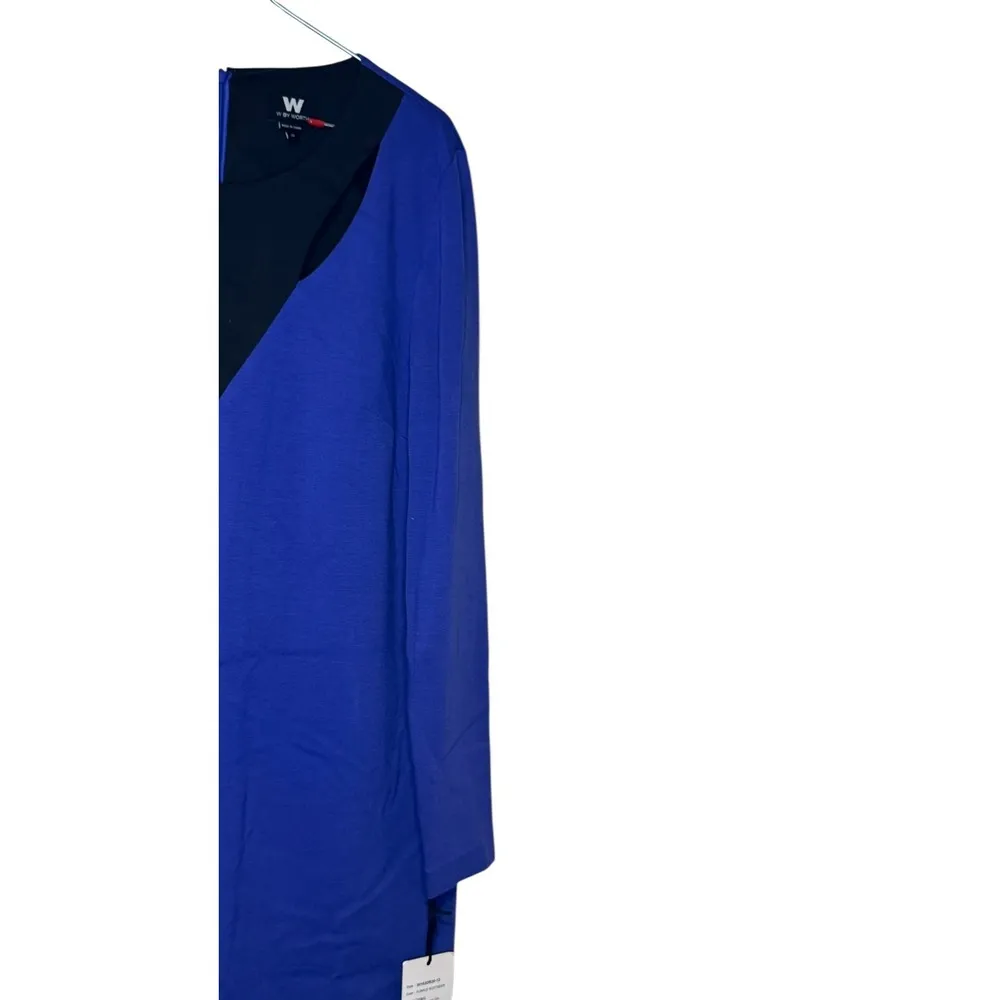 W By Worth Women Dress Block Cutout Shift Knit Colorblock Purple Rootbeer 12 NWT - Image 3