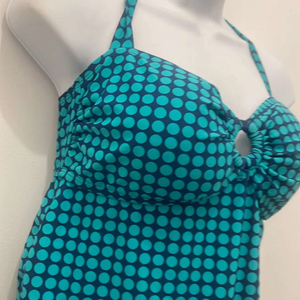 2/$30- Oh Baby blue polka dots swim top size M - Image 3