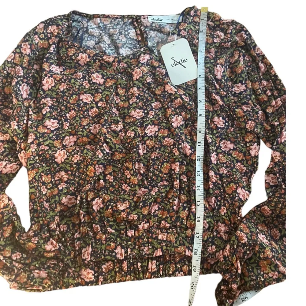 Elodie Lily Long Sleeve Top Purple Floral Open Back band Keyhole back NWT D - Image 5