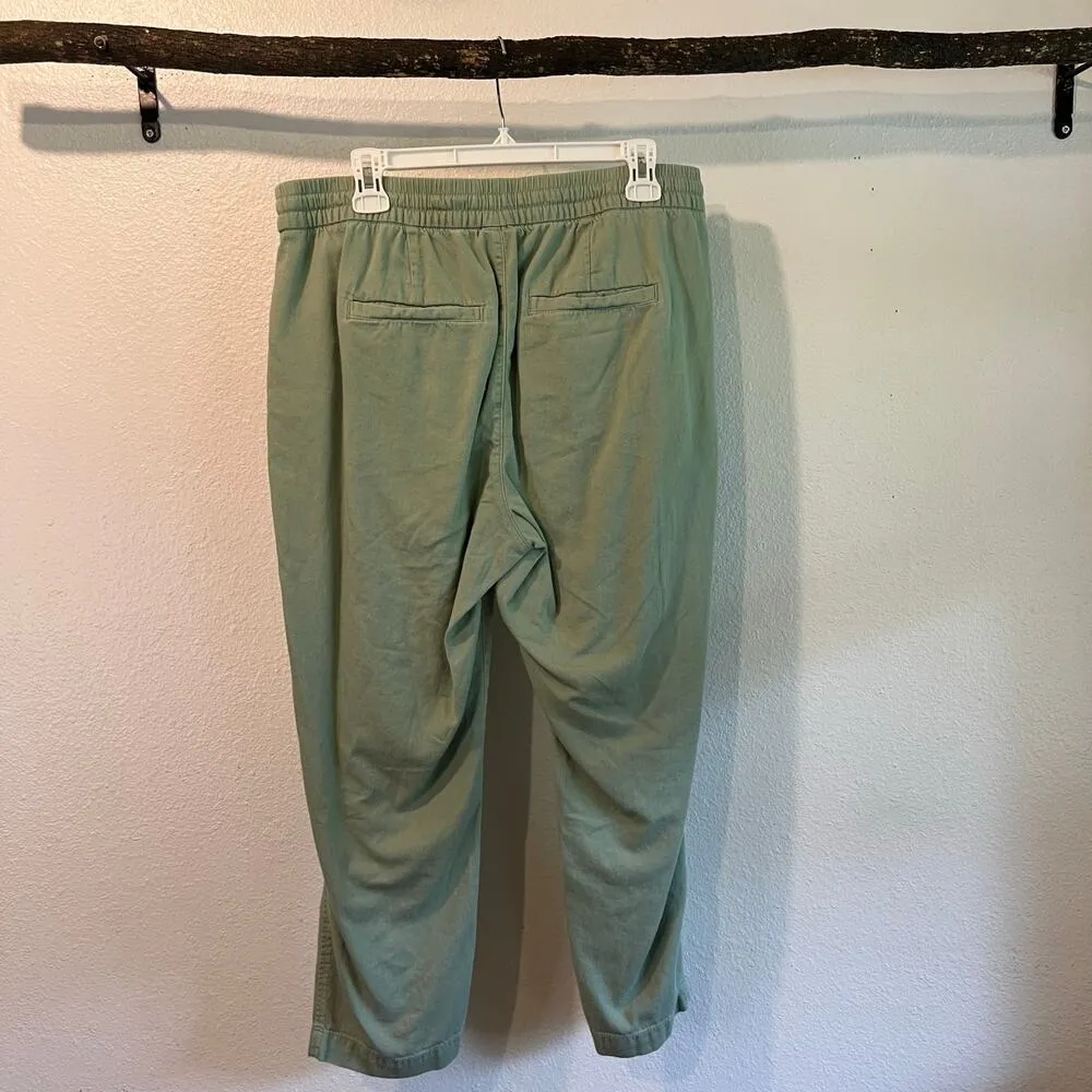GAP Sage Green Easy Pant Soft Cotton High Rise Cropped Relaxed Pants Size Large - Image 3
