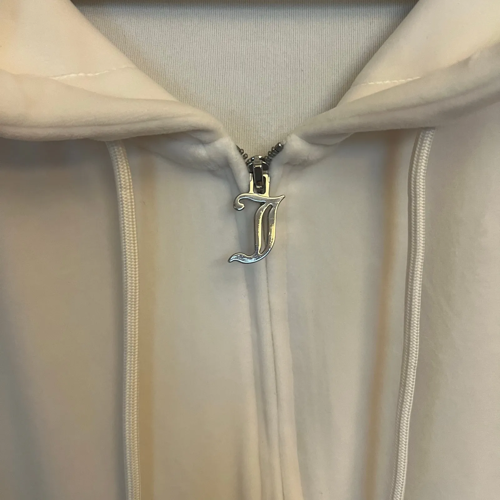 Juicy Couture Bling Cream Velour Sweatsuit Outfit XL Y2K Track Flared - Image 16