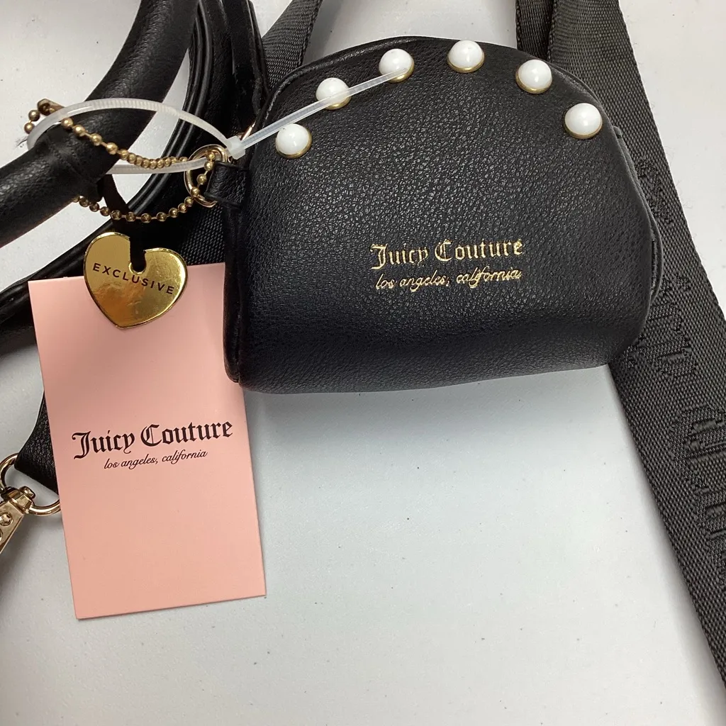 NEW! Juicy Couture Black and Cream Cross Body Bag Purse - Image 6