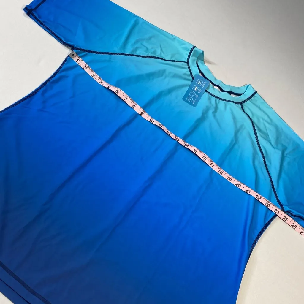 Halcurt Womens 2X Blue Ombre Rash Guard Swim Shirt UV Protection - Image 4