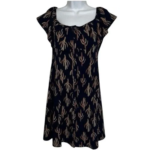 GYPSIES & MOONDUST‎  Navy On/Off Shoulder Rainbow Cactus Print Dress NWOT Medium - Image 2