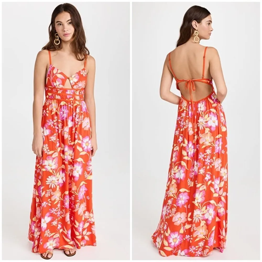 💕FREE PEOPLE💕 Wisteria Mai Dress ~ Orange Pop Combo Large L NWT - Image 4