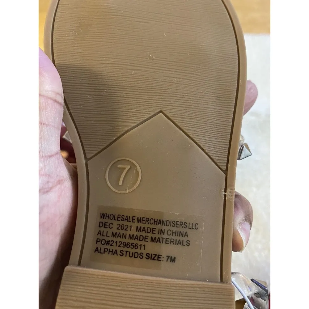 Falls Creek Womens Sandals Size 7 Clear Straps with Silver Studs Brand New - Image 5