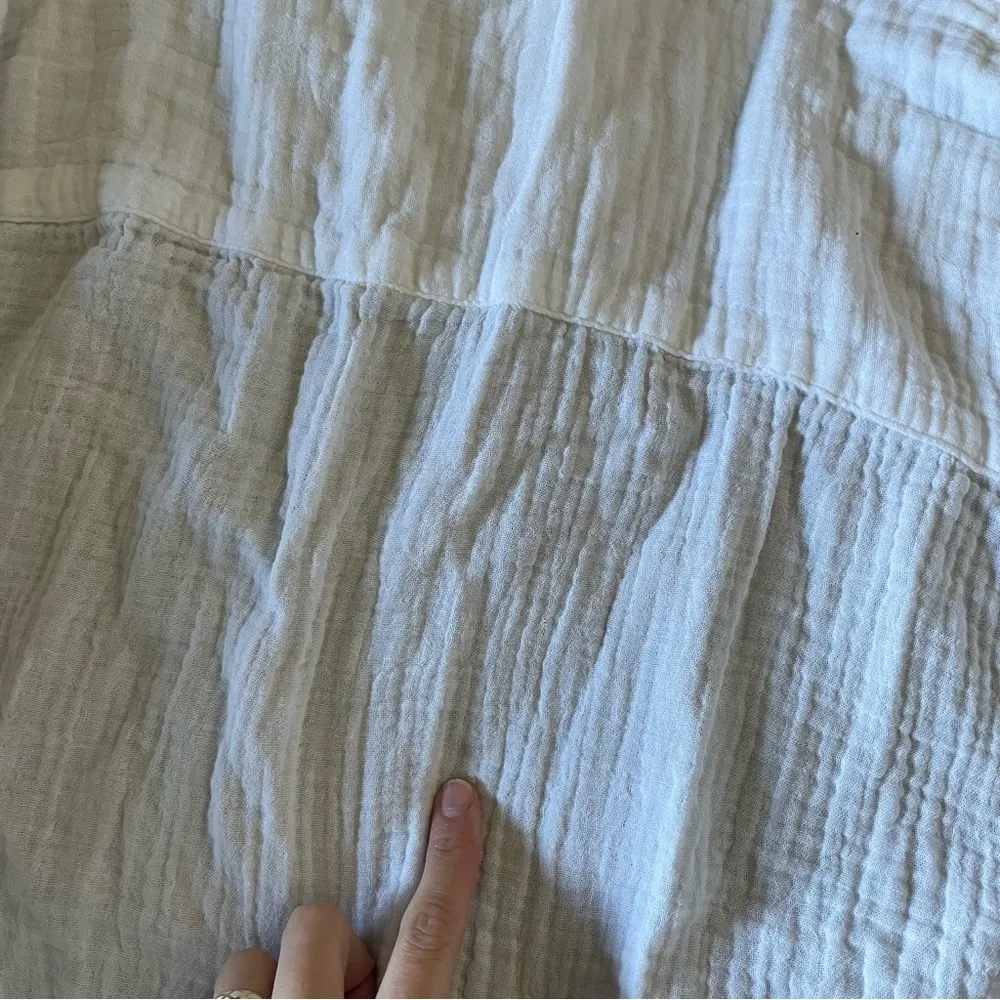 Beach Lunch Lounge White Cotton Short Sleeve Button Down Beach Cover Up Dress L - Image 6